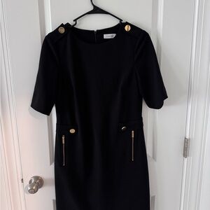 Calvin Klein Black Mini Dress with Gold Details